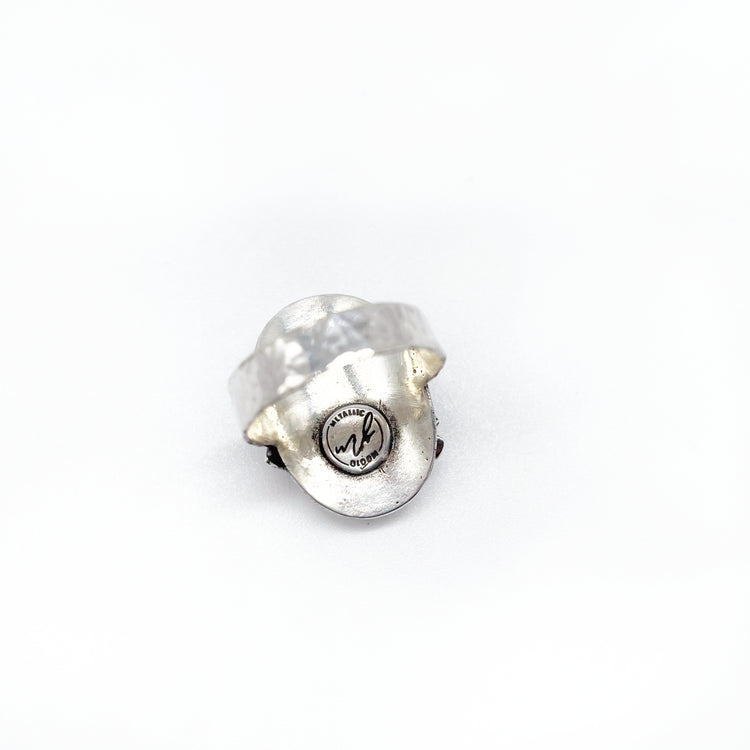 Sterling Blooms Ring ◇ Onyx + Garnet + Sterling Silver ◇ Size 8