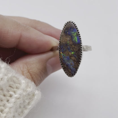 Spectrum Ring ◇ Australian Boulder Opal + Sterling Silver ◇ Size 6